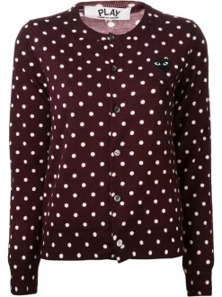 Comme Des Garçons Play Cardigan à Pois Et Patch Logo Coeur Femme