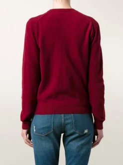 Comme Des Garçons Play Cardigan Classique BURGUNDY -Comme Des Garçons Play Soldes Boutique 10699168 3446688 600