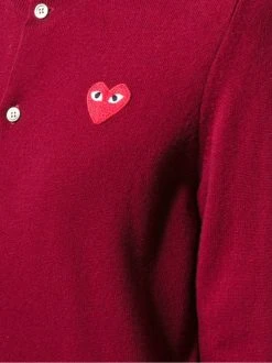 Comme Des Garçons Play Cardigan Classique BURGUNDY -Comme Des Garçons Play Soldes Boutique 10699168 3446690 600