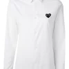Comme Des Garçons Play 2WHITE Chemise à Logo Brodé Femme -Comme Des Garçons Play Soldes Boutique 10757558 3700360 600
