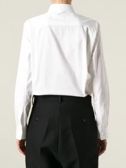 Comme Des Garçons Play 2WHITE Chemise à Logo Brodé Femme -Comme Des Garçons Play Soldes Boutique 10757558 3700363 600