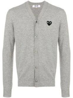 Comme Des Garçons Play Cardigan à Détail De Patch Logo Grey