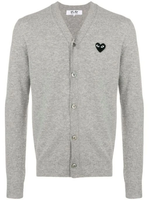 Comme Des Garçons Play Cardigan à Détail De Patch Logo Grey -Comme Des Garçons Play Soldes Boutique 11087717 38003850 600