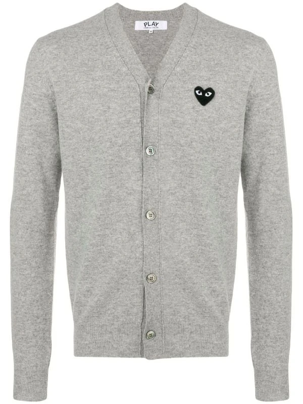 Comme Des Garçons Play Cardigan à Détail De Patch Logo Grey 3 Comme Des Garçons Play Cardigan à Détail De Patch Logo Grey