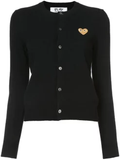 Comme Des Garçons Play 1BLACK Cardigan à Logo Poitrin Brodé Femme
