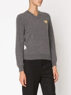 Comme Des Garçons Play Pull à Logo Brodé 3GREY -Comme Des Garçons Play Soldes Boutique 11180415 5639884 600