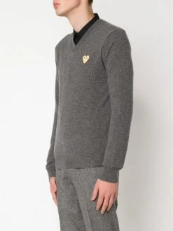 Comme Des Garçons Play Pull à Logo Brodé 3 GREY -Comme Des Garçons Play Soldes Boutique 11180422 5640042 600