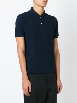 Comme Des Garçons Play Polo à Broderie Coeur NAVY -Comme Des Garçons Play Soldes Boutique 11237807 5963731 600