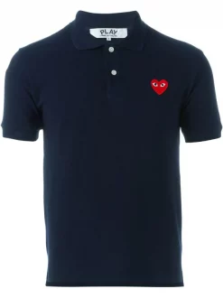 Comme Des Garçons Play Polo à Logo Brodé 2 NAVY