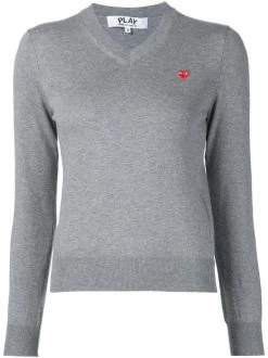 Comme Des Garçons Play Grey Pull à Logo Brodé Femme