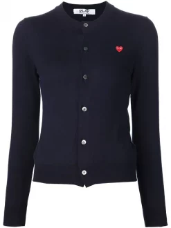 Comme Des Garçons Play Cardigan Boutonné à Logo Brodé NAVY