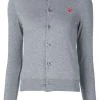 Comme Des Garçons Play Grey Cardigan Boutonné à Logo Brodé Femme -Comme Des Garçons Play Soldes Boutique 11347745 6430116 600