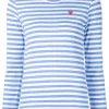 Comme Des Garçons Play 1 BLUE T-shirt Rayé à Logo Brodé Femme -Comme Des Garçons Play Soldes Boutique 11347746 6430121 600