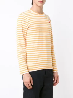 Comme Des Garçons Play T-shirt Rayé à Manches Longues Homme -Comme Des Garçons Play Soldes Boutique 11364481 6468827 600