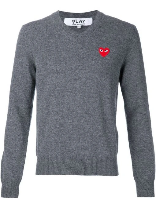 Comme Des Garçons Play Pull à Applique De Cœur Grey -Comme Des Garçons Play Soldes Boutique 11458210 6904362 600