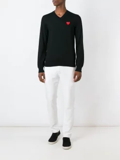 Comme Des Garçons Play BLACK Pull à Logo Poitrine Homme -Comme Des Garçons Play Soldes Boutique 11478417 7015795 600