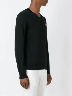 Comme Des Garçons Play BLACK Pull à Logo Poitrine Homme -Comme Des Garçons Play Soldes Boutique 11478417 7015796 600