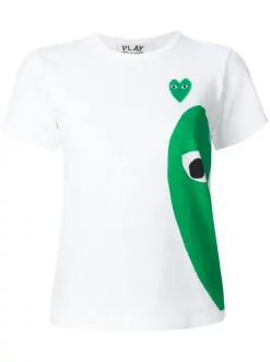 Comme Des Garçons Play T Shirt Imprimé à Coeur Lateral WHITE