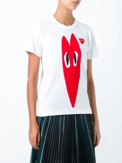 Comme Des Garçons Play WHITE T-shirt à Logo Imprimé Femme -Comme Des Garçons Play Soldes Boutique 11645543 8033426 600