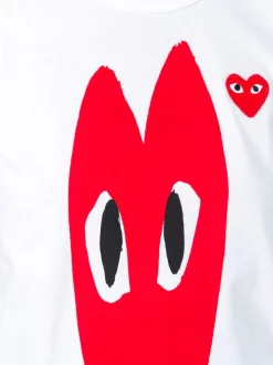 Comme Des Garçons Play WHITE T-shirt à Logo Imprimé Femme -Comme Des Garçons Play Soldes Boutique 11645543 8033430 600