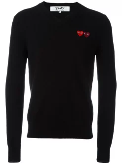 Comme Des Garçons Play Pull à Logos Brodés BLACK