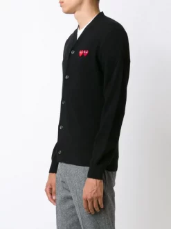 Comme Des Garçons Play BLACK Cardigan "Double Heart" Homme -Comme Des Garçons Play Soldes Boutique 11661851 7738611 600
