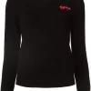 Comme Des Garçons Play 1 BLACK Pull à Col V Femme -Comme Des Garçons Play Soldes Boutique 11664311 7733478 600