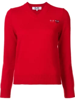 Comme Des Garçons Play 5 RED Double Heart Jumper Femme