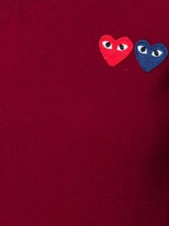Comme Des Garçons Play Pull à Col V 4 BURGUNDY -Comme Des Garçons Play Soldes Boutique 11664572 7736909 600
