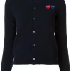 Comme Des Garçons Play 2 NAVY Cardigan Double Coeurs Femme -Comme Des Garçons Play Soldes Boutique 11664576 7736917 600