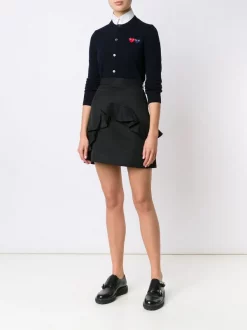 Comme Des Garçons Play 2 NAVY Cardigan Double Coeurs Femme -Comme Des Garçons Play Soldes Boutique 11664576 7736918 600