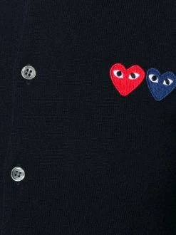 Comme Des Garçons Play 2 NAVY Cardigan Double Coeurs Femme -Comme Des Garçons Play Soldes Boutique 11664576 7736925 600
