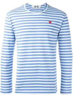 Comme Des Garçons Play 1 BLUE T-shirt Rayé Homme