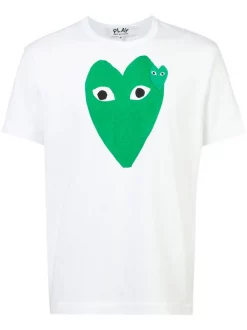 Comme Des Garçons Play T-shirt à Logo Imprimé BIANCO