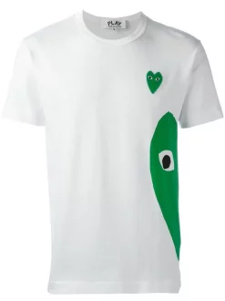 Comme Des Garçons Play WHITE/GREEN T-shirt à Logo Homme