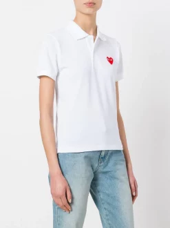 Comme Des Garçons Play Heart Patch Polo Shirt Femme -Comme Des Garçons Play Soldes Boutique 11923346 9000154 600