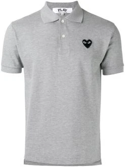Comme Des Garçons Play Grey Polo à Patch Cœur Homme