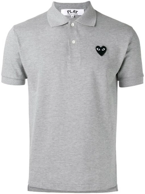 Comme Des Garçons Play Grey Polo à Patch Cœur Homme -Comme Des Garçons Play Soldes Boutique 11923410 9000239 600
