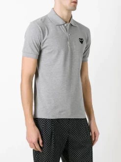 Comme Des Garçons Play Grey Polo à Patch Cœur Homme -Comme Des Garçons Play Soldes Boutique 11923410 9000257 600