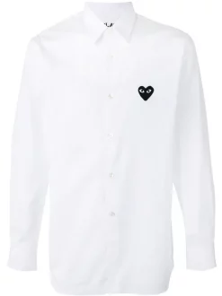 Comme Des Garçons Play WHITE Chemise à Patch Brodé Homme