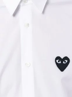 Comme Des Garçons Play WHITE Chemise à Patch Brodé Homme -Comme Des Garçons Play Soldes Boutique 11978061 9246821 600