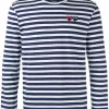 Comme Des Garçons Play T-shirt Rayé à Manches Longues BLUE WHITE -Comme Des Garçons Play Soldes Boutique 11982385 9321671 600