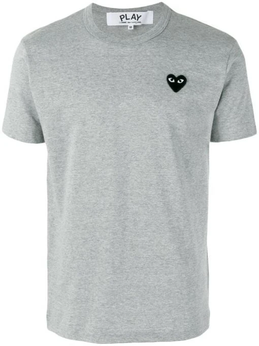 Comme Des Garçons Play Heart Patch T-Shirt 1 GREY -Comme Des Garçons Play Soldes Boutique 12002238 9400043 600
