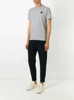 Comme Des Garçons Play Heart Patch T-Shirt 1 GREY -Comme Des Garçons Play Soldes Boutique 12002238 9400045 600