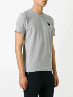 Comme Des Garçons Play Heart Patch T-Shirt 1 GREY -Comme Des Garçons Play Soldes Boutique 12002238 9400046 600