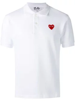 Comme Des Garçons Play Polo à Patch Cœur Brodé 3 WHITE
