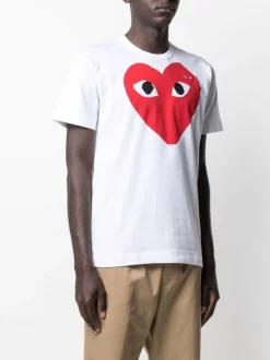 Comme Des Garçons Play T-shirt à Logo Cœur 1 WHITE -Comme Des Garçons Play Soldes Boutique 12022725 34332074 600