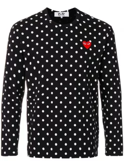 Comme Des Garçons Play T-shirt Manches-longue à Pois BLACK WHITE