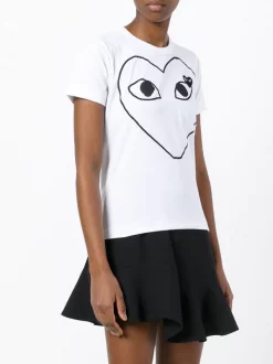 Comme Des Garçons Play 1 T-shirt Imprimé à Patch Logo Femme -Comme Des Garçons Play Soldes Boutique 12038558 9551794 600