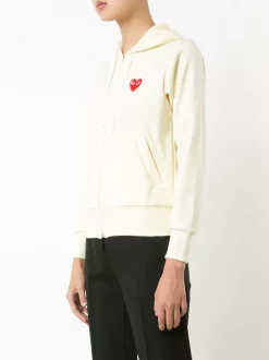 Comme Des Garçons Play Sweat Zippé 3 IVORY -Comme Des Garçons Play Soldes Boutique 12075580 9692177 600